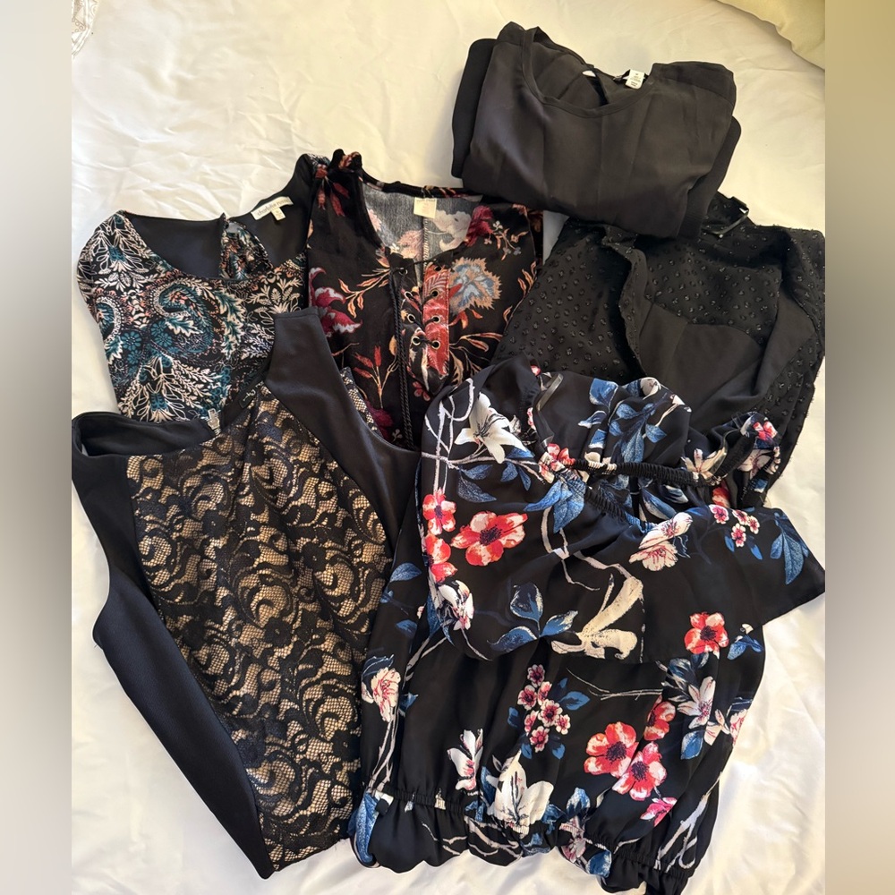 6 Dresses! Variety of black floral dresses